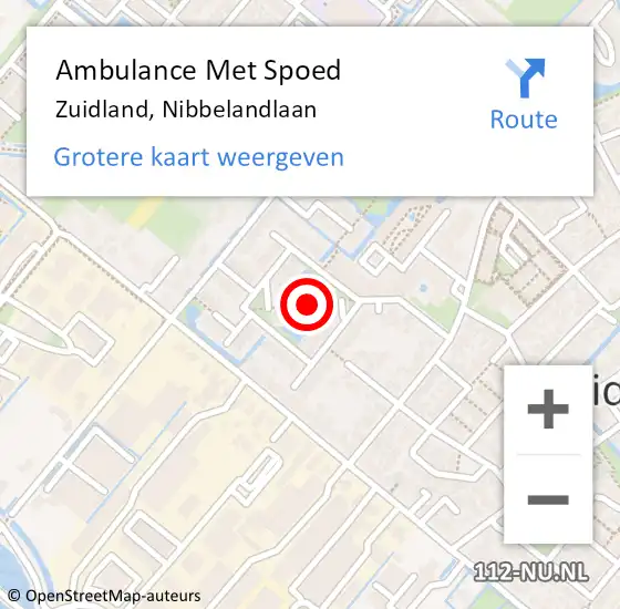 Locatie op kaart van de 112 melding: Ambulance Met Spoed Naar Zuidland, Nibbelandlaan op 28 oktober 2016 10:37