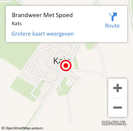 Locatie op kaart van de 112 melding: Brandweer Met Spoed Naar Kats op 28 oktober 2016 11:08