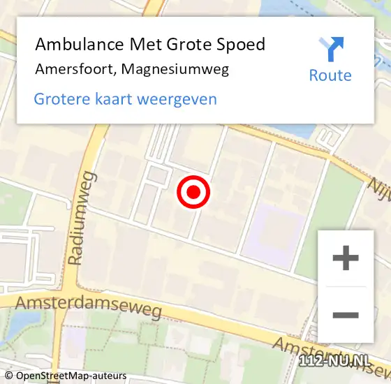 Locatie op kaart van de 112 melding: Ambulance Met Grote Spoed Naar Amersfoort, Magnesiumweg op 28 oktober 2016 12:02