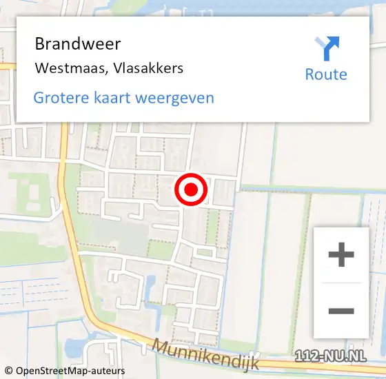 Locatie op kaart van de 112 melding: Brandweer Westmaas, Vlasakkers op 28 oktober 2016 12:16