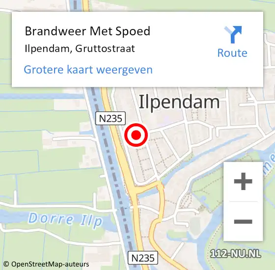 Locatie op kaart van de 112 melding: Brandweer Met Spoed Naar Ilpendam, Gruttostraat op 28 oktober 2016 12:47