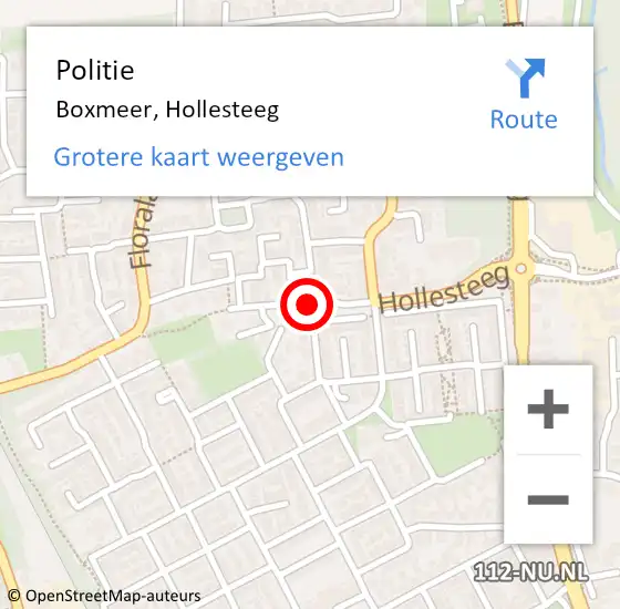 Locatie op kaart van de 112 melding: Politie Boxmeer, Hollesteeg op 28 oktober 2016 12:56