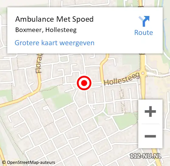 Locatie op kaart van de 112 melding: Ambulance Met Spoed Naar Boxmeer, Hollesteeg op 28 oktober 2016 12:56