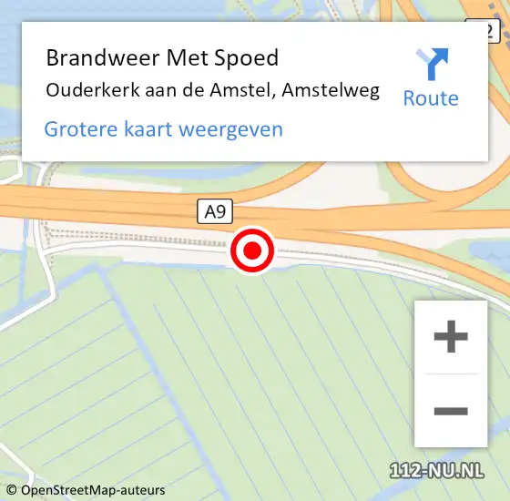 Locatie op kaart van de 112 melding: Brandweer Met Spoed Naar Ouderkerk aan de Amstel, Amstelweg op 28 oktober 2016 13:08