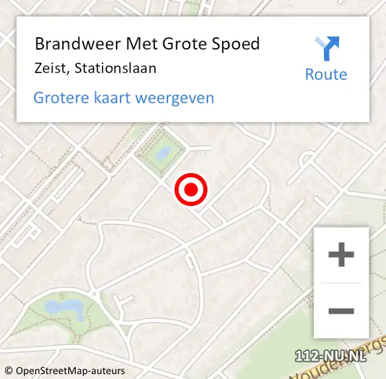 Locatie op kaart van de 112 melding: Brandweer Met Grote Spoed Naar Zeist, Stationslaan op 28 oktober 2016 13:59