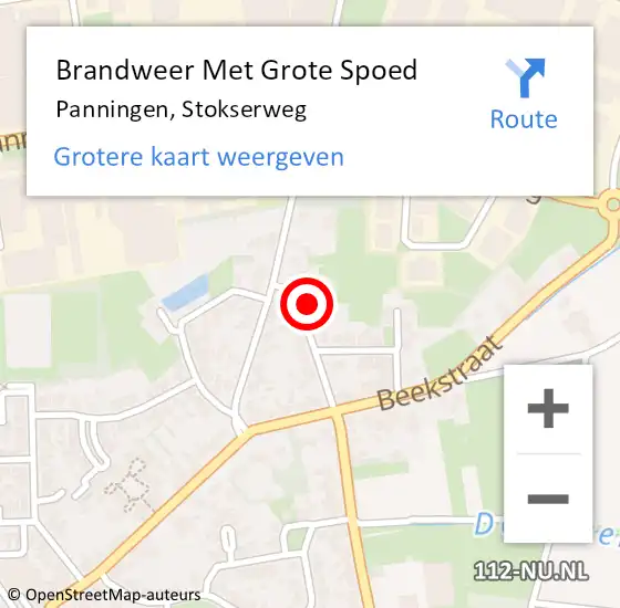 Locatie op kaart van de 112 melding: Brandweer Met Grote Spoed Naar Panningen, Stokserweg op 28 oktober 2016 14:08