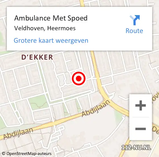 Locatie op kaart van de 112 melding: Ambulance Met Spoed Naar Veldhoven, Heermoes op 28 oktober 2016 14:53