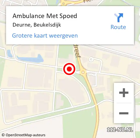 Locatie op kaart van de 112 melding: Ambulance Met Spoed Naar Deurne, Beukelsdijk op 28 oktober 2016 15:21