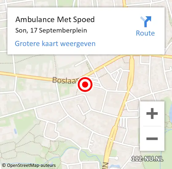 Locatie op kaart van de 112 melding: Ambulance Met Spoed Naar Son en Breugel, 17 Septemberplein op 28 oktober 2016 15:38