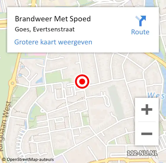 Locatie op kaart van de 112 melding: Brandweer Met Spoed Naar Goes, Evertsenstraat op 28 oktober 2016 16:06