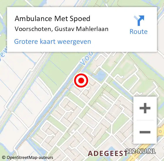 Locatie op kaart van de 112 melding: Ambulance Met Spoed Naar Voorschoten, Gustav Mahlerlaan op 28 oktober 2016 16:25