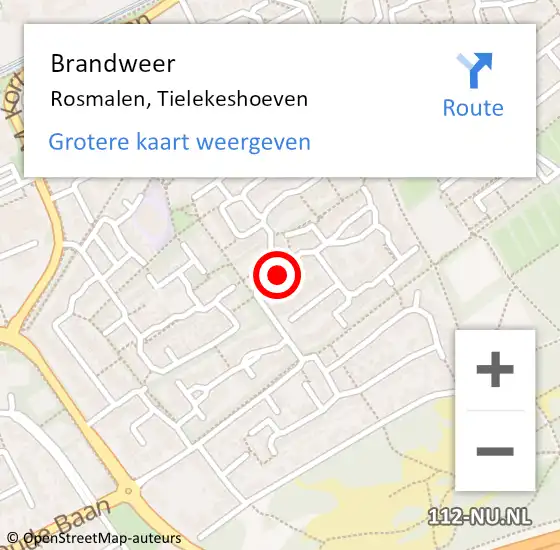 Locatie op kaart van de 112 melding: Brandweer Rosmalen, Tielekeshoeven op 28 oktober 2016 16:58