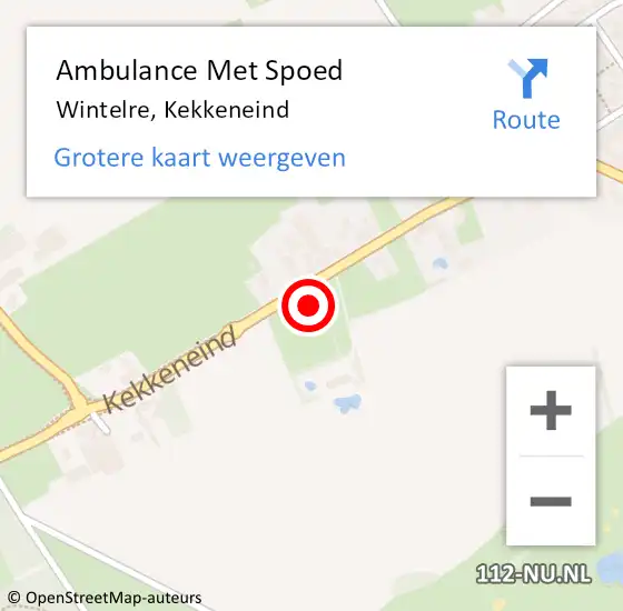 Locatie op kaart van de 112 melding: Ambulance Met Spoed Naar Wintelre, Kekkeneind op 28 oktober 2016 16:58