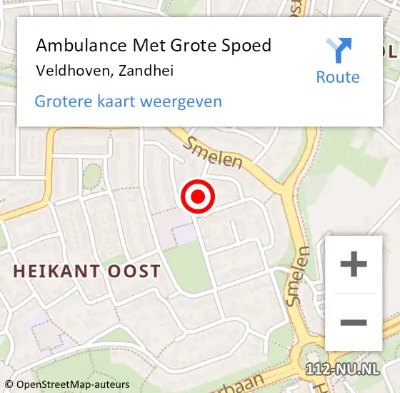 Locatie op kaart van de 112 melding: Ambulance Met Grote Spoed Naar Veldhoven, Zandhei op 28 oktober 2016 17:17