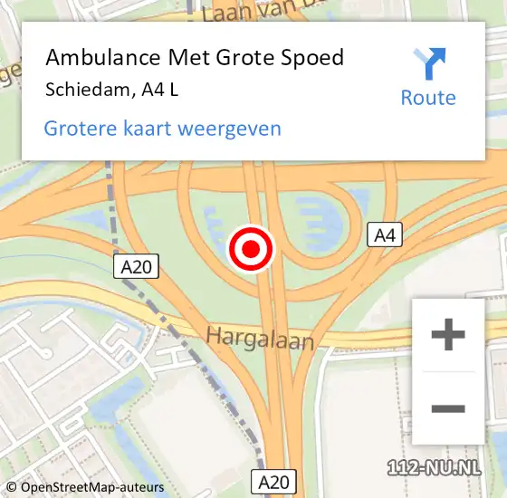 Locatie op kaart van de 112 melding: Ambulance Met Grote Spoed Naar Schiedam, A4 R op 28 oktober 2016 17:25