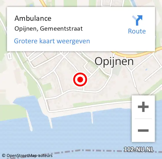 Locatie op kaart van de 112 melding: Ambulance Opijnen, Gemeentstraat op 28 oktober 2016 17:36