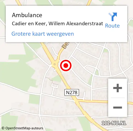 Locatie op kaart van de 112 melding: Ambulance Cadier en Keer, Willem Alexanderstraat op 31 december 2013 16:04