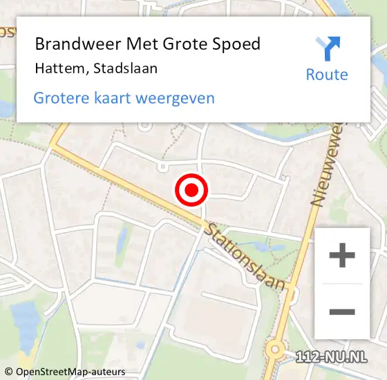 Locatie op kaart van de 112 melding: Brandweer Met Grote Spoed Naar Hattem, Stadslaan op 28 oktober 2016 18:10