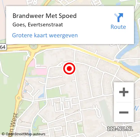 Locatie op kaart van de 112 melding: Brandweer Met Spoed Naar Goes, Evertsenstraat op 28 oktober 2016 18:31