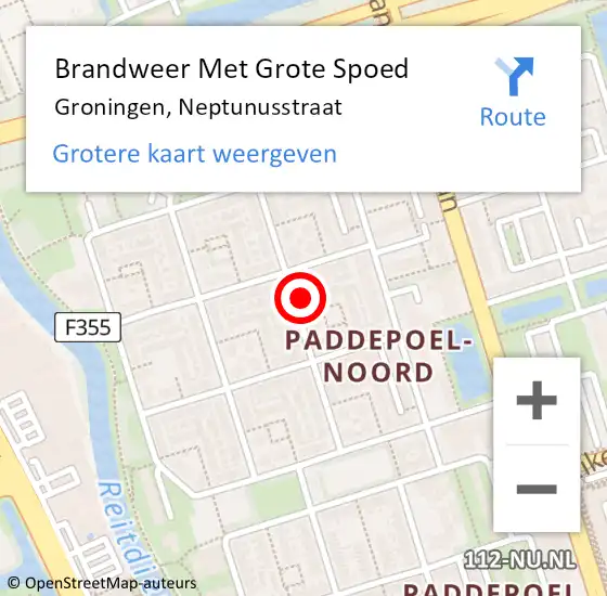 Locatie op kaart van de 112 melding: Brandweer Met Grote Spoed Naar Groningen, Neptunusstraat op 31 december 2013 16:08