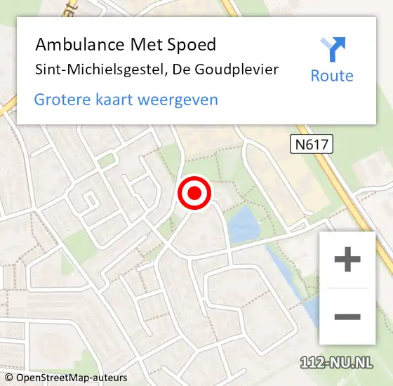 Locatie op kaart van de 112 melding: Ambulance Met Spoed Naar Sint-Michielsgestel, De Goudplevier op 28 oktober 2016 19:10