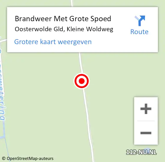 Locatie op kaart van de 112 melding: Brandweer Met Grote Spoed Naar Oosterwolde Gld, Kleine Woldweg op 28 oktober 2016 19:43