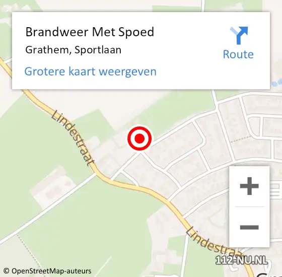 Locatie op kaart van de 112 melding: Brandweer Met Spoed Naar Grathem, Sportlaan op 28 oktober 2016 19:59