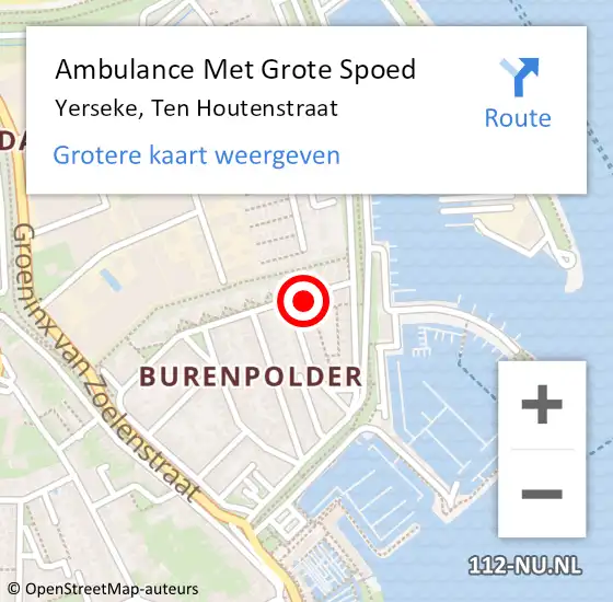 Locatie op kaart van de 112 melding: Ambulance Met Grote Spoed Naar Yerseke, Ten Houtenstraat op 28 oktober 2016 20:12