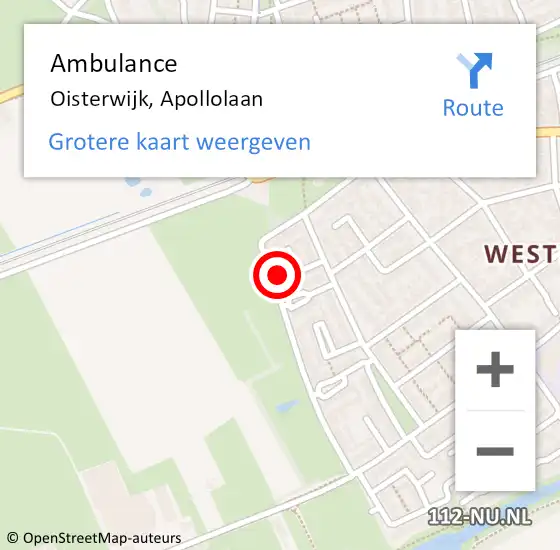 Locatie op kaart van de 112 melding: Ambulance Oisterwijk, Apollolaan op 28 oktober 2016 20:31