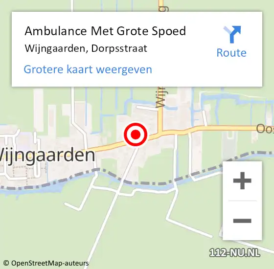 Locatie op kaart van de 112 melding: Ambulance Met Grote Spoed Naar Wijngaarden, Dorpsstraat op 28 oktober 2016 20:51