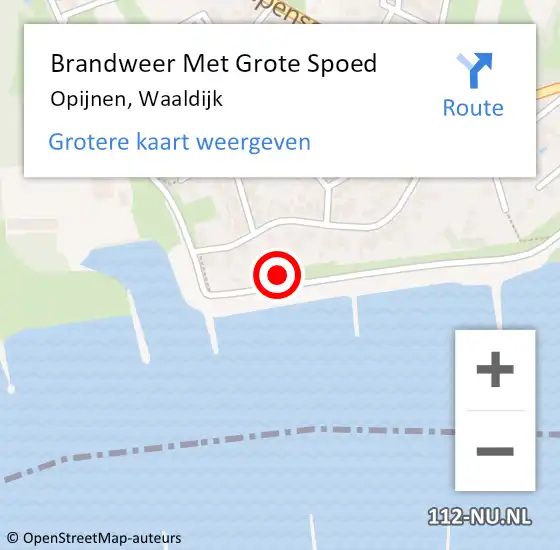 Locatie op kaart van de 112 melding: Brandweer Met Grote Spoed Naar Opijnen, Waaldijk op 28 oktober 2016 20:52