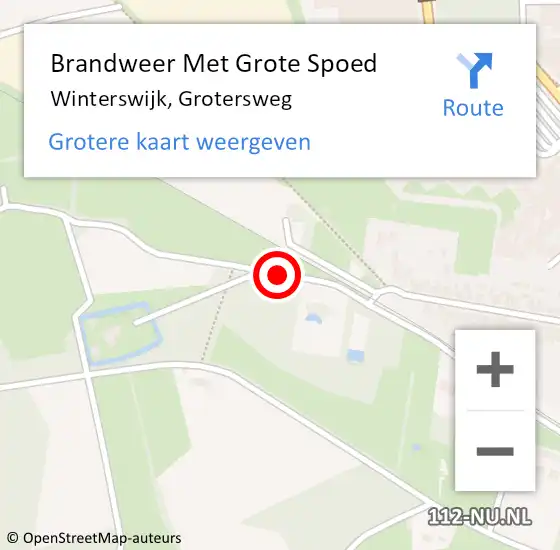 Locatie op kaart van de 112 melding: Brandweer Met Grote Spoed Naar Winterswijk, Grotersweg op 28 oktober 2016 21:10