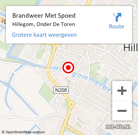 Locatie op kaart van de 112 melding: Brandweer Met Spoed Naar Hillegom, Onder De Toren op 31 december 2013 16:15