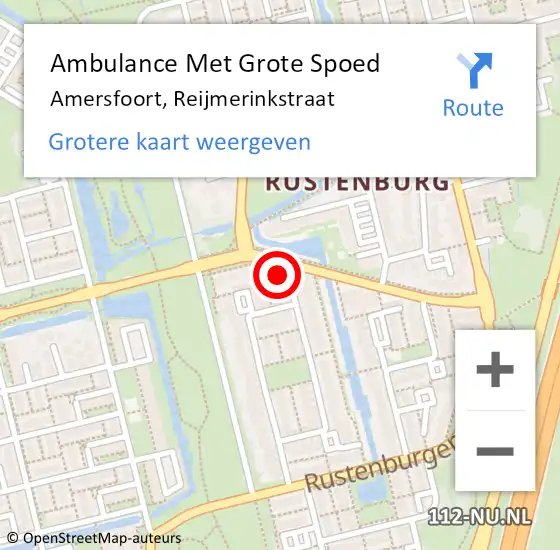 Locatie op kaart van de 112 melding: Ambulance Met Grote Spoed Naar Amersfoort, Reijmerinkstraat op 28 oktober 2016 22:35