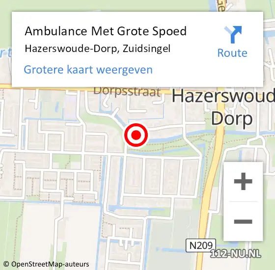 Locatie op kaart van de 112 melding: Ambulance Met Grote Spoed Naar Hazerswoude-Dorp, Zuidsingel op 28 oktober 2016 23:05