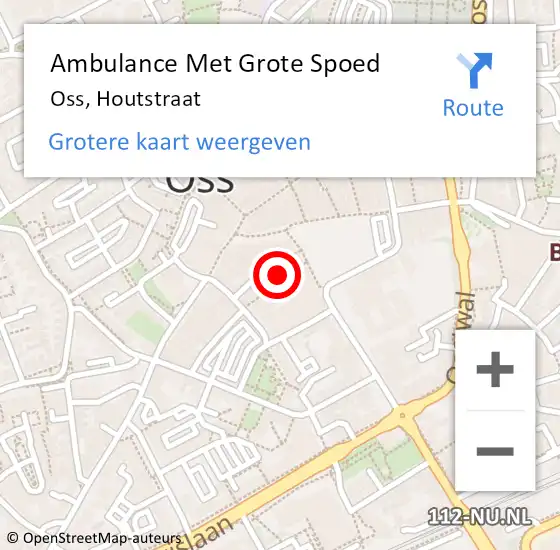 Locatie op kaart van de 112 melding: Ambulance Met Grote Spoed Naar Oss, Houtstraat op 29 oktober 2016 00:48