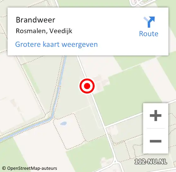 Locatie op kaart van de 112 melding: Brandweer Rosmalen, Veedijk op 31 december 2013 16:22