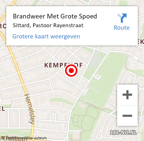 Locatie op kaart van de 112 melding: Brandweer Met Grote Spoed Naar Sittard, Pastoor Rayenstraat op 29 oktober 2016 02:39