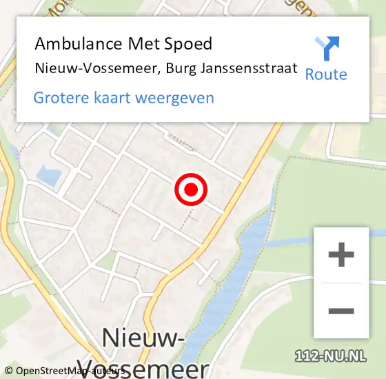 Locatie op kaart van de 112 melding: Ambulance Met Spoed Naar Nieuw-Vossemeer, Burg Janssensstraat op 29 oktober 2016 03:48