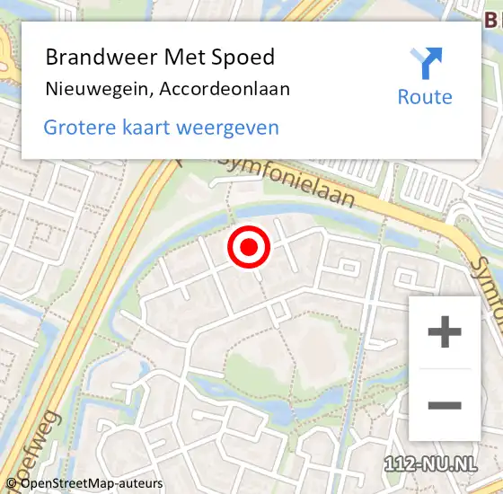 Locatie op kaart van de 112 melding: Brandweer Met Spoed Naar Nieuwegein, Accordeonlaan op 29 oktober 2016 04:59