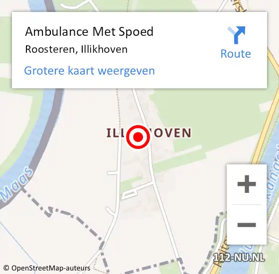 Locatie op kaart van de 112 melding: Ambulance Met Spoed Naar Roosteren, Illikhoven op 29 oktober 2016 07:11