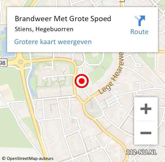 Locatie op kaart van de 112 melding: Brandweer Met Grote Spoed Naar Stiens, Hegebuorren op 29 oktober 2016 08:46