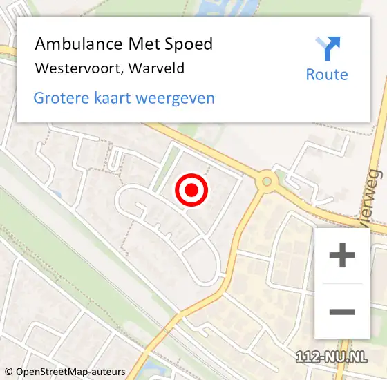 Locatie op kaart van de 112 melding: Ambulance Met Spoed Naar Westervoort, Warveld op 29 oktober 2016 10:46