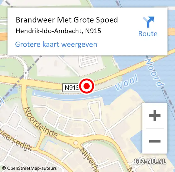 Locatie op kaart van de 112 melding: Brandweer Met Grote Spoed Naar Hendrik-Ido-Ambacht, N915 hectometerpaal: 23,8 op 29 oktober 2016 11:11