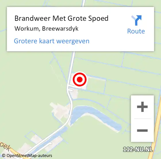 Locatie op kaart van de 112 melding: Brandweer Met Grote Spoed Naar Workum, Breewarsdyk op 31 december 2013 16:36