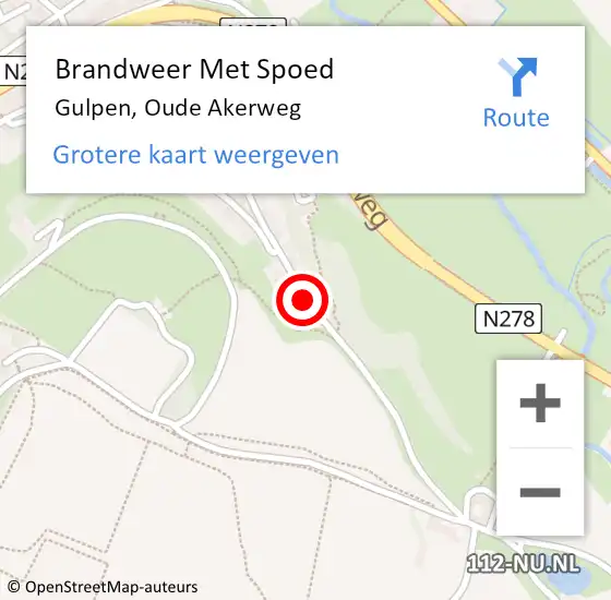 Locatie op kaart van de 112 melding: Brandweer Met Spoed Naar Gulpen, Oude Akerweg op 29 oktober 2016 11:44