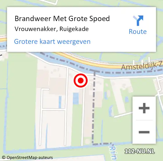 Locatie op kaart van de 112 melding: Brandweer Met Grote Spoed Naar Vrouwenakker, Ruigekade op 29 oktober 2016 11:45