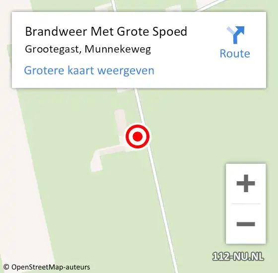 Locatie op kaart van de 112 melding: Brandweer Met Grote Spoed Naar Grootegast, Munnekeweg op 29 oktober 2016 11:51