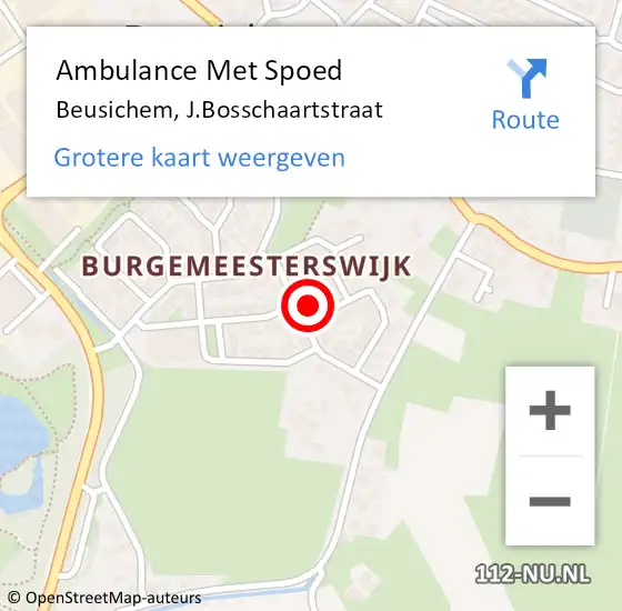 Locatie op kaart van de 112 melding: Ambulance Met Spoed Naar Beusichem, J.Bosschaartstraat op 29 oktober 2016 12:20