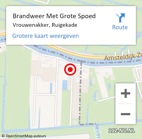 Locatie op kaart van de 112 melding: Brandweer Met Grote Spoed Naar Vrouwenakker, Ruigekade op 29 oktober 2016 12:22